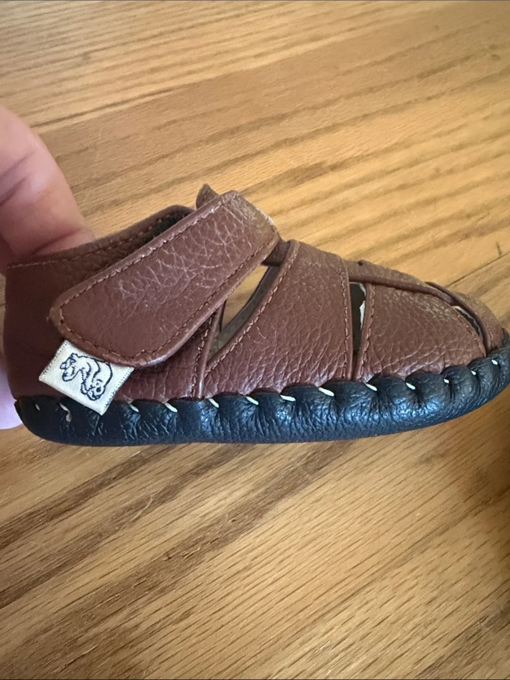 pediped Brown Leather Baby Walker Sandals